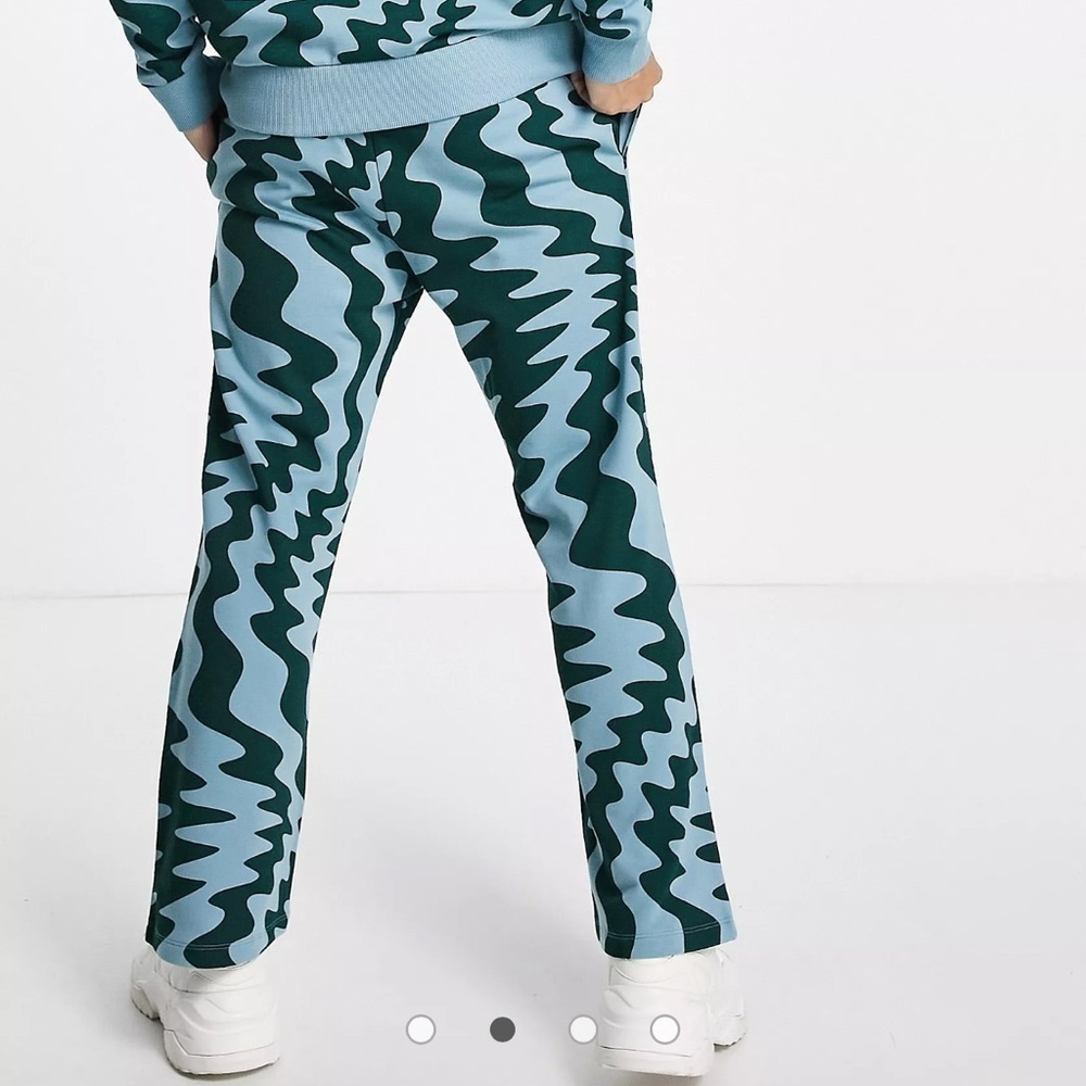 Asos funky all over print design sweat pants small elastic straight leg cotton 